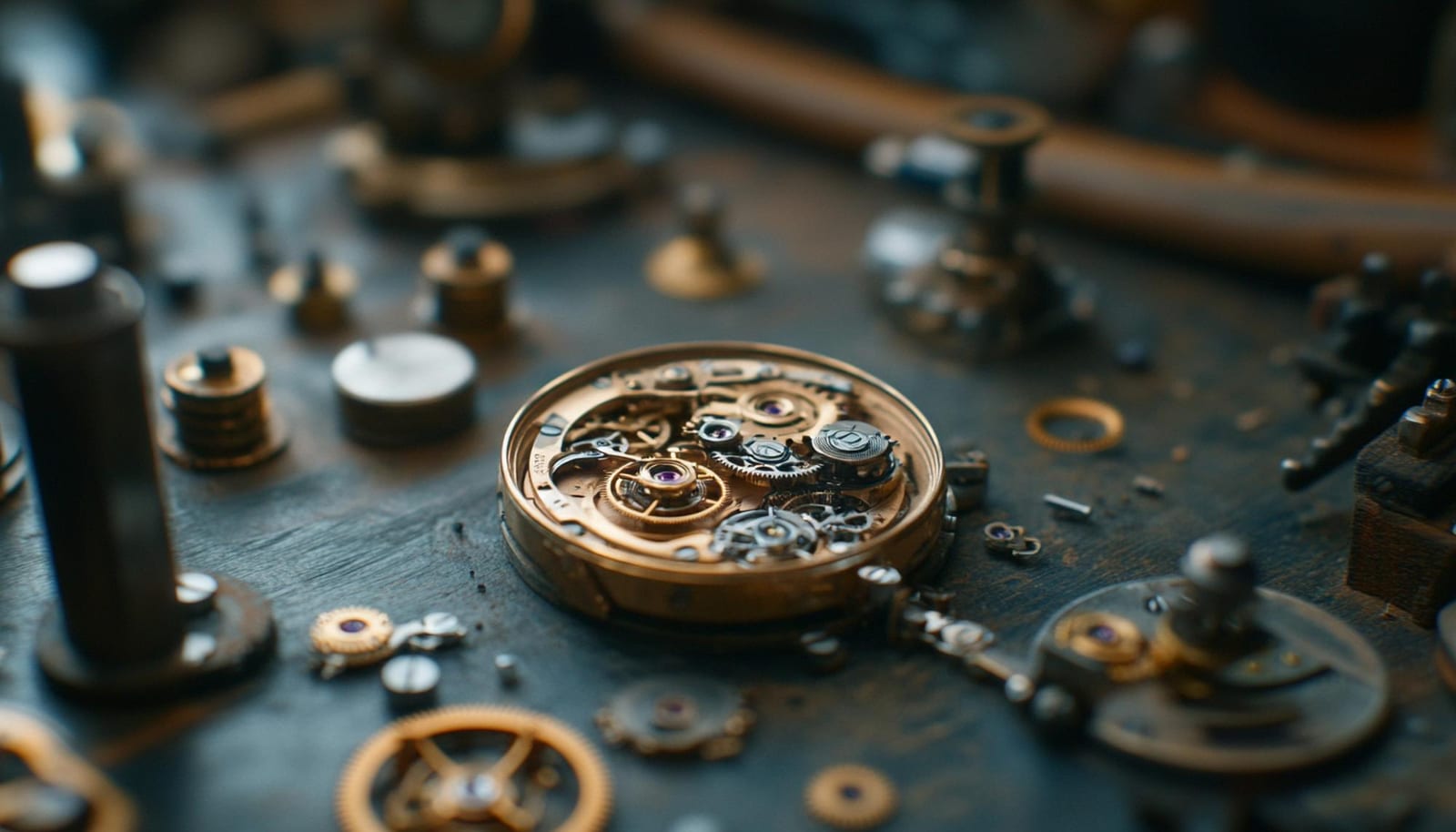 Orologiaio regola il meccanismo di un orologio d’epoca